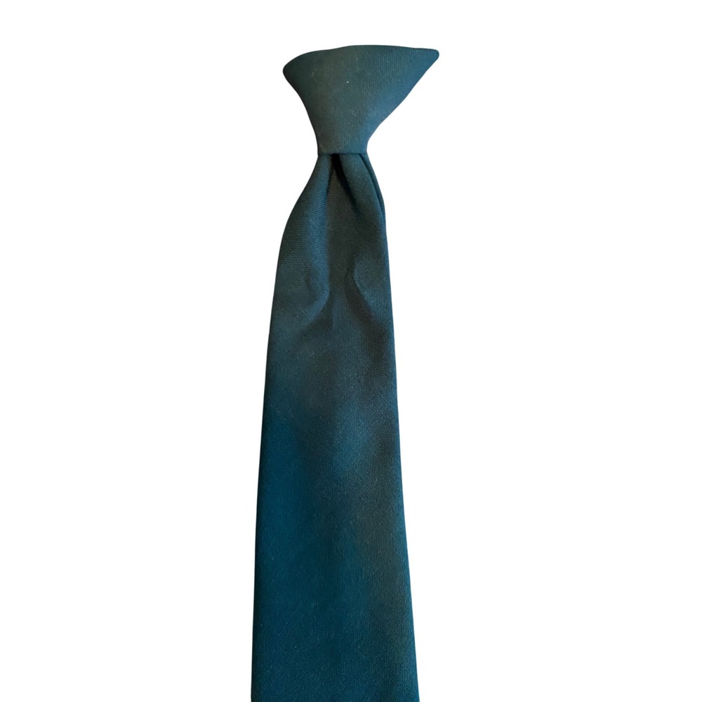 Vintage Forest Green Clip-On Necktie‎ Dacron Polyester Wool Blend Uniform Tie